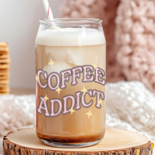 koffieverslaafde sprankelende retro blikvorm glas