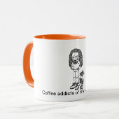 Koffieverslaafden van de wereld verenigen zich! mok (Voorkant links)