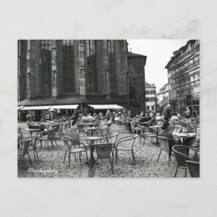 Koffievierkant zwart-witfotografie briefkaart