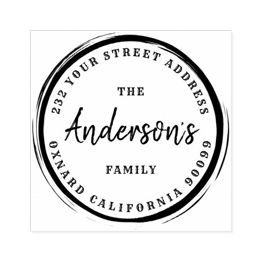 Koffievlek cirkel-aangepaste familienaam 	rubberstempel (Afrduk)