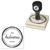 Koffievlek cirkel-aangepaste familienaam 	rubberstempel (Gestempeld)