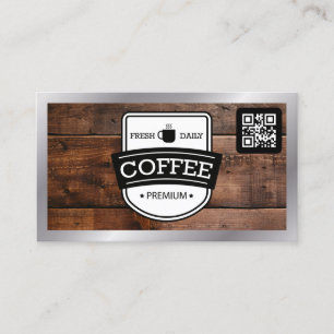 Koffievlek   Koffiezaak Barista Houten Achtergrond Visitekaartje