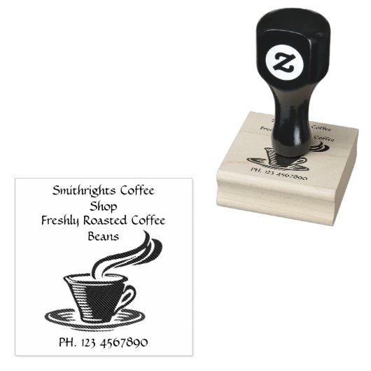 Koffiewinkel, 2x2 	rubberstempel (Gestempeld)