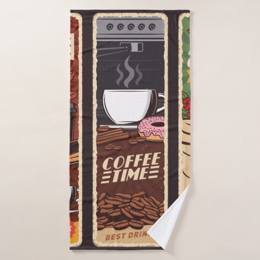 Koffiewinkel banners, cafetaria en badhanddoek (Badhanddoek)