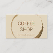 Koffiewinkel - koffievlek met beige achtergrond visitekaartje (Voorkant)
