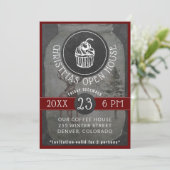 Koffiewinkel Logo Kerst Open Huis | Krijtbord Kaart (Staand voorkant)