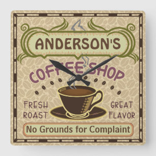 Koffiewinkel met bekertje Creëer Je eigen persoonl Vierkante Klok