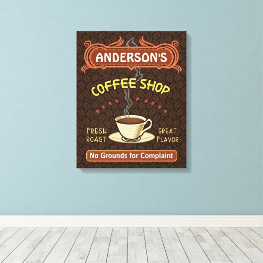 Koffiewinkel met Mok Creëer Je eigen persoonlijke Canvas Afdruk (Insitu (Houten vloer))