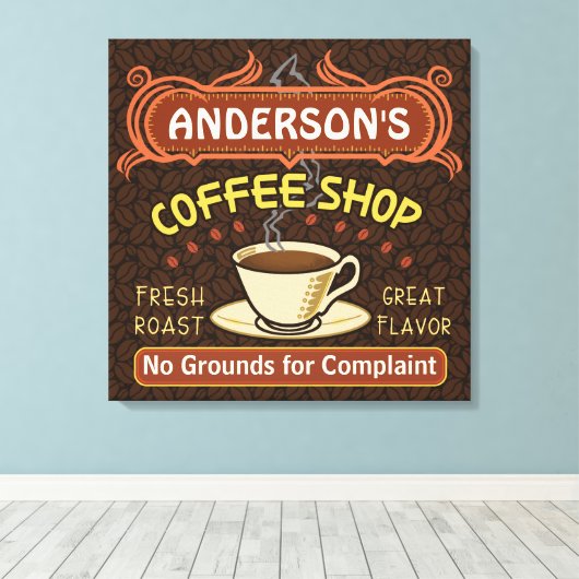 Koffiewinkel met Mok Creëer Je eigen persoonlijke  Canvas Afdruk (Insitu (Houten vloer))