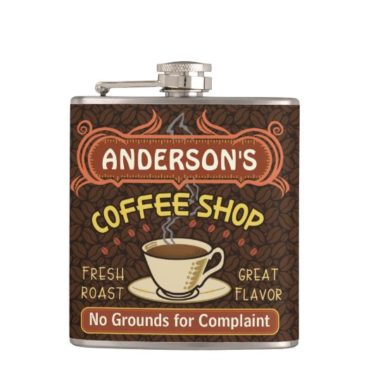 Koffiewinkel met Mok Creëer Je eigen persoonlijke Heupfles (Voorkant)