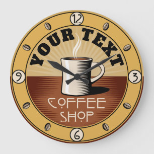Koffiewinkel voor  kunst en ambachtelijke stijl grote klok