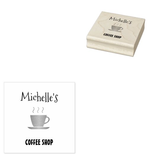 Koffiewinkel, warm bekersilhouet 	rubberstempel (Gestempeld)