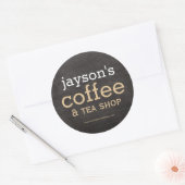 Koffiewinkel Zwart Houten Etiket Sticker (Envelop)