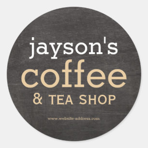 Koffiewinkel Zwart Houten Etiket Sticker