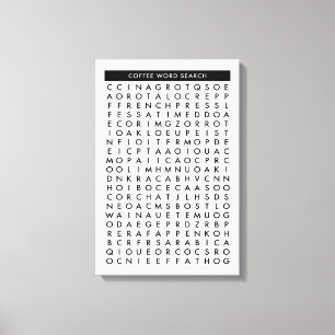 koffiewoordzoekpuzzel canvas afdruk