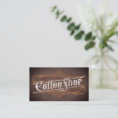 Koffiezaak Vintage Lettering Visitekaartje (Staand voorkant)
