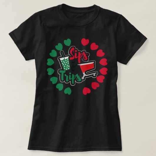 Koffiezegels en winkelritten t-shirt (Design voorkant)