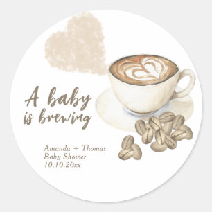 Koffiezetsel Baby shower Ronde Sticker