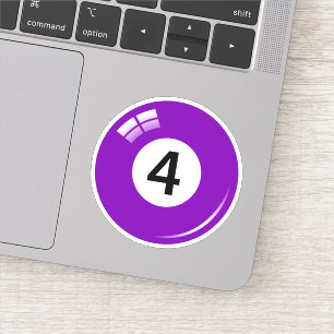 Kogelbal nummer vier (4) paars sticker