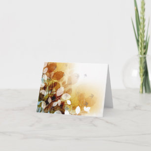 Kogelbladeren en -vogels in herfst blanco notitiek kaart