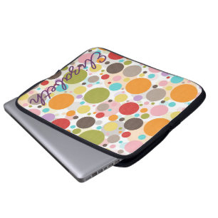 Kogelkleurige driekleurige borrelbubbels polka-sti laptop sleeve