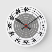 Kogelopeningen rond het doel, één gat per uur