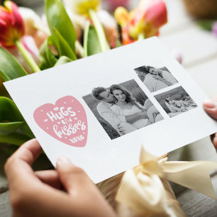 Kogelpaar Foto's en hanen en Kisses PInk Heart Feestdagenkaart