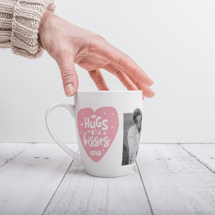 Kogelpaar Foto's en hanen en Kisses PInk Heart Latte Mok