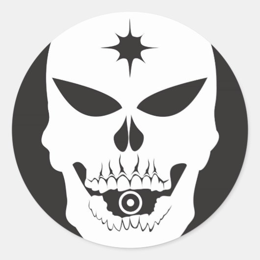 kogelschedel ronde sticker (Voorkant)