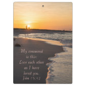 Kogelstrand bij zonsopgang John 15 12 Klembord (Achterkant)