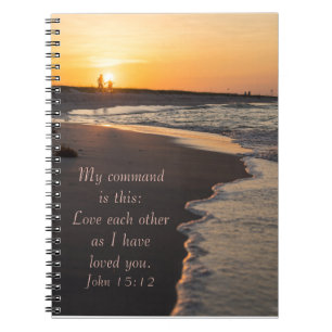 Kogelstrand bij zonsopgang John 15 12 Notitieboek
