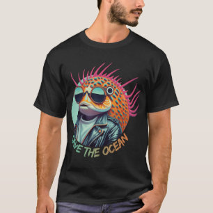 Kogelvis en gevlekte vis met zonnebril t-shirt