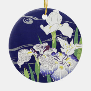 Kogyo Tsukioka Irises, Japanse bloemkunst Keramisch Ornament