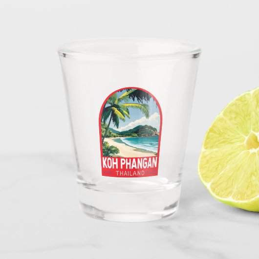 Koh Phangan Thailand Travel Art Embleem Shot Glas (Voorkant)