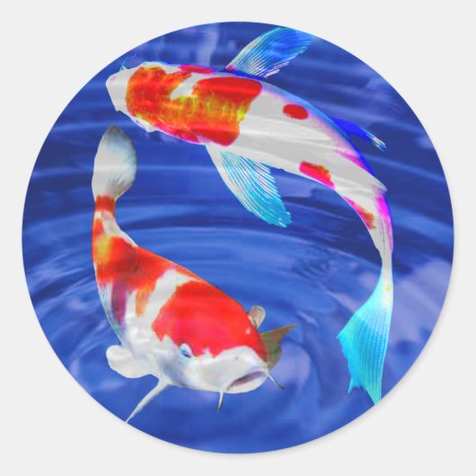 Kohaku Duo in de Deep Blue Pond Ronde Sticker (Voorkant)
