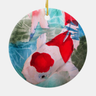 Kohaku Koi 2 Japanse waterverf Keramisch Ornament