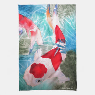 Kohaku Koi 2 Japanse waterverf Theedoek