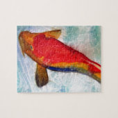 Kohaku Koi Japanse vis waterverf kunst Legpuzzel (Horizontaal)