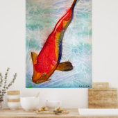 Kohaku Koi vis originele waterverf kunst Poster (Keuken)