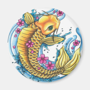 Koi avec fleurs de cerisiers Grand aimant