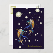 Koi avec Pearl Planets Imaginaire Carte postale Ma (Devant / Derrière)