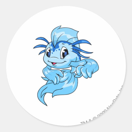 Koi Blue Ronde Sticker (Voorkant)