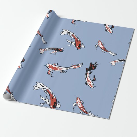 Koi Carp Fish Pattern Cadeaupapier (Uitgerold)