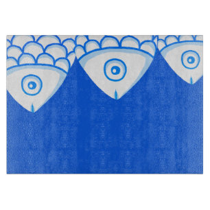 Koi Carp Fishes Blue Abstrait planche à découper