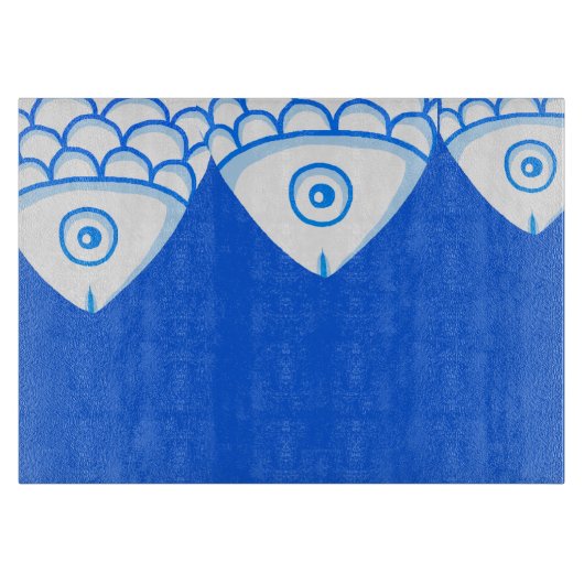 Koi Carp Fishes Blue Abstrait planche à découper (Devant)