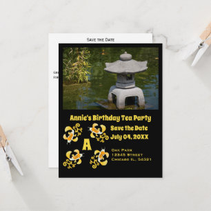 Koi Cartoon Birthday Tea Party Fotouitnodiging Kaart