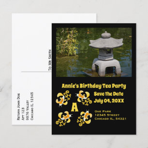 Koi Cartoon Verjaardags Tea Party Foto Uitnodiging Briefkaart