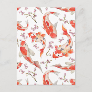 Koi Cherry Blossom Pattern Briefkaart