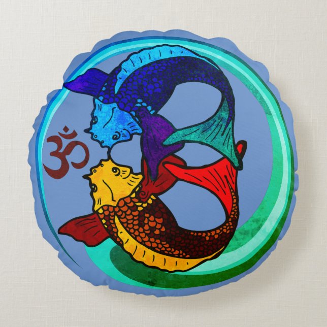 Koi Compassion Rond Kussen (Voorkant)