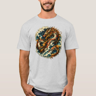 Koi Draak Fusie Japan geïnspireerde Fantasie Oceaa T-shirt